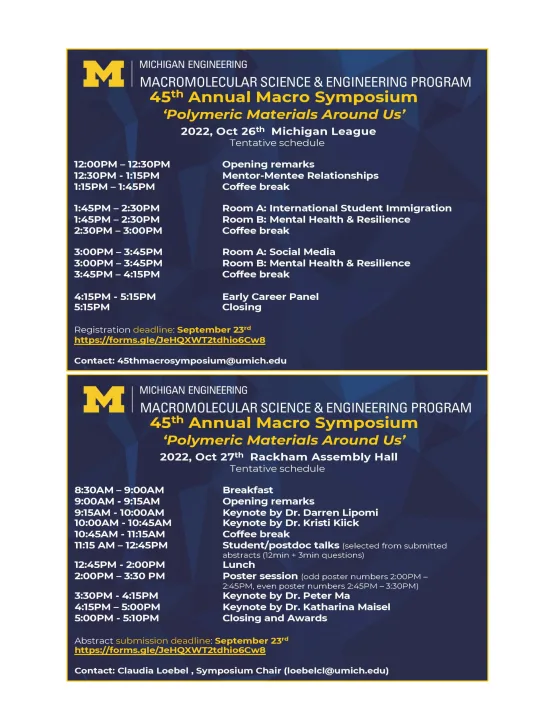Macromolecular Symposium 2022 Schedule